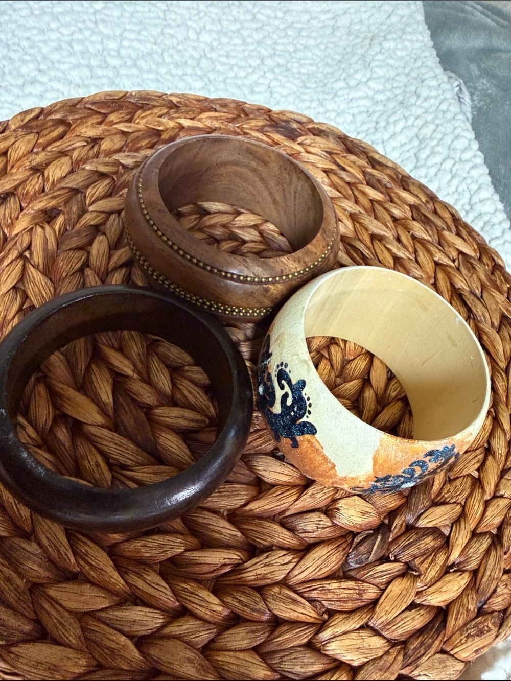 Wood Bold Boho Artistic Bangle Set - Women’s Bracelet Stack - Picture 2 of 8